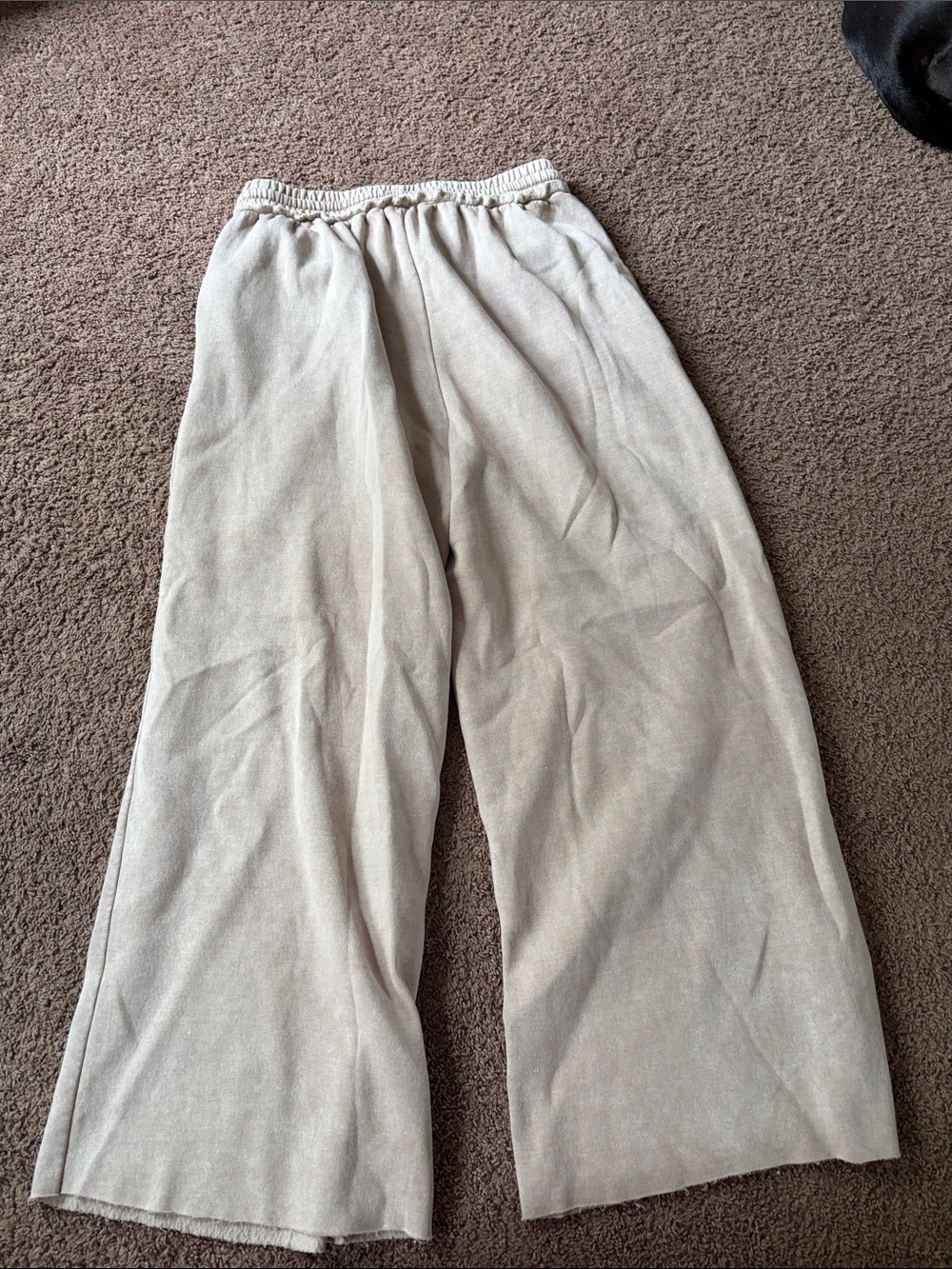 Wide-Leg Drawstring Sweatpants - Cream - Picture 2 of 3